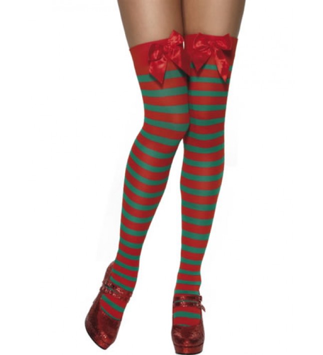 Ladies Stripy Thigh High Elf Stockings