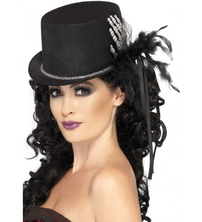 Ladies Halloween Black Fancy Dress Top Hat