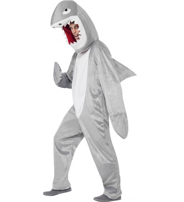 Mens Shark Fancy Dress Costume With Hood