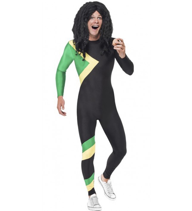 Mens Jamaican Hero Second Skin Fancy Dress Costume
