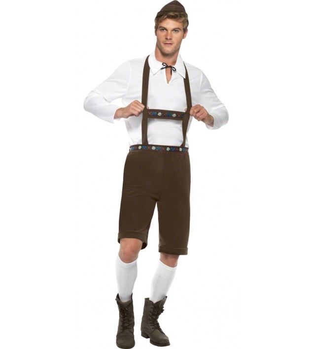 Mens Lederhosen Bavarian Fancy Dress Costume