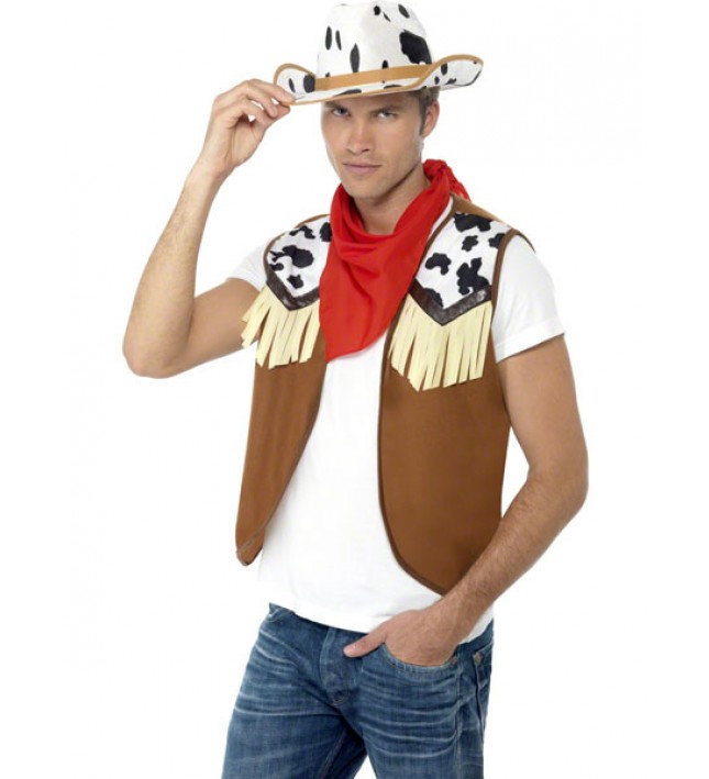 Mens Instant Fancy Dress Wild West Cowboy Kit