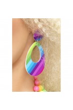 Ladies 80s Neon Teardrop Fancy Dress Earrings