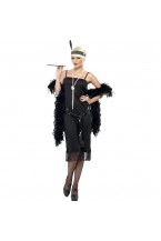 Adult Female Black Flapper Fancy Dress Costume