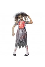 Girls Zombie Bride Halloween Fancy Dress Costume
