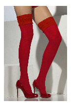 Sheer Red Lace Top Stockings