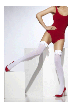 White With Blue Bow Hold Ups