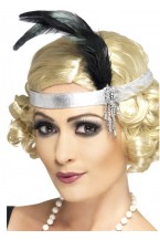 Silver Satin Charleston Headband