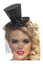Black Glitter Mini Top Hat