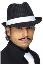 Deluxe Pinstripe Gangster Trilby Hat