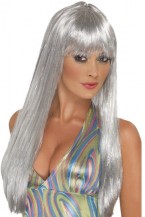 70s Silver Glitter Disco Wig