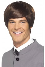 60s Short Male Mod Wig Brown