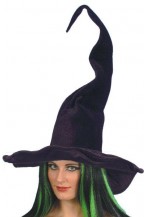 Tall and Twisty Black Velour Witches Hat Smiffys