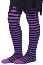 Childs Female Striped Halloween Tights Fancy Dress Age 7-12