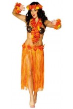Adult Female Orange Hawaiian Skirt Fancy Dress Smiffys