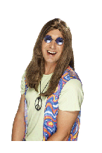 Adult Brown Hippy Fancy Dress Wig
