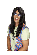 Adult Black Hippy Fancy Dress Wig