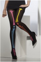 Opaque Tights Neon Skeleton Print