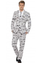 Mens Moustache Stand Out Fancy Dress Suit
