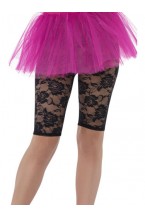 Ladies 80s Black Lace Fancy Dress Cycling Shorts