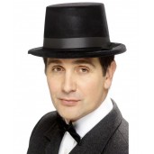 Flocked Topper Hat Black
