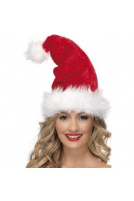 Deluxe Christmas Hat With Tinsel 