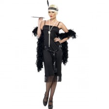 Adult Female Black Flapper Fancy Dress Costume