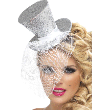 Silver Glitter mini top hat