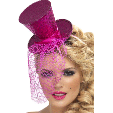 Pink Glitter Mini Top Hat
