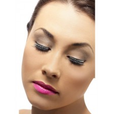 Black Eyelashes With Black Crystals 