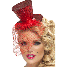 Red Glitter Mini Top Hat
