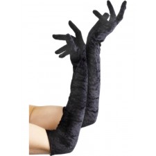 Black Velveteen Gloves 