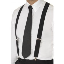 Black 1920s Elasticated Braces