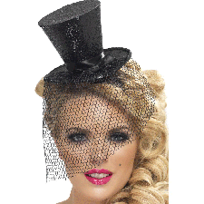Black Glitter Mini Top Hat