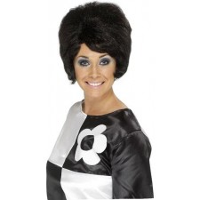 60`s Beehive Black Fancy Dress Wig Smiffys