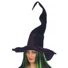 Tall and Twisty Black Velour Witches Hat Smiffys