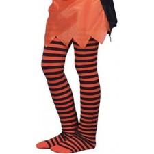 Childs Orange And Black Halloween Fancy Dress Tights
