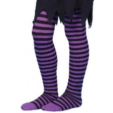 Childs Female Striped Halloween Tights Fancy Dress Age 7-12