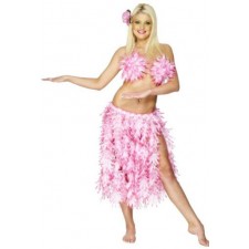 Adult Pink Leaf Hawaiian Skirt Smiffys