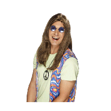 Adult Brown Hippy Fancy Dress Wig