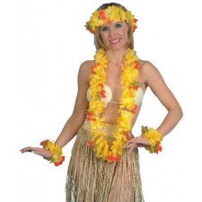 Yellow Set Leis Headband/ Wristband Smiffys