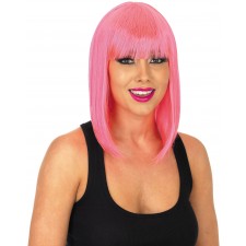 Neon Pink Straight Fancy Dress Wig