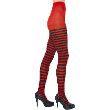 Halloween Ladies Red And Black Striped Tights