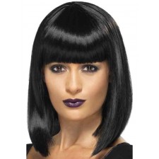 Ladies Short Blunt Cut Fancy Dress Wig Black