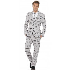 Mens Moustache Stand Out Fancy Dress Suit