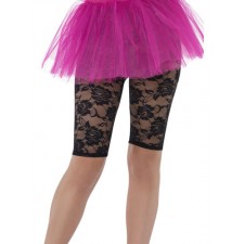 Ladies 80s Black Lace Fancy Dress Cycling Shorts