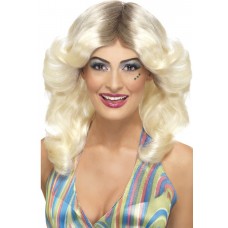 70s Flick Wig Blonde With Roots