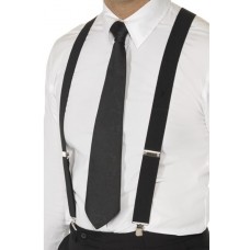 Black 1920s Elasticated Braces