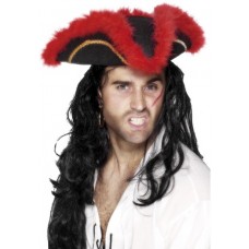 Mens Pirate Tricorn Hat Black