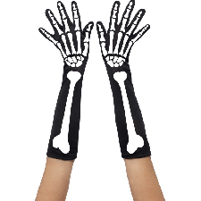 Halloween Fancy Dress Long Skeleton Gloves